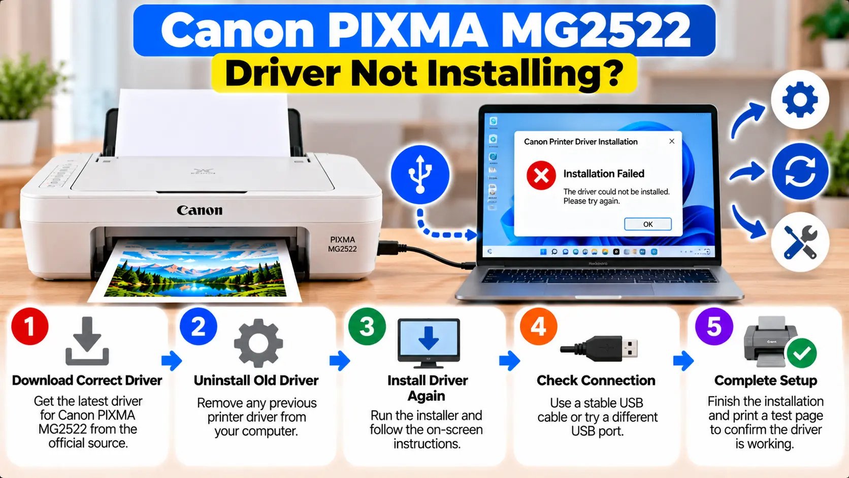 Canon PIXMA MG2522 driver not installing troubleshooting