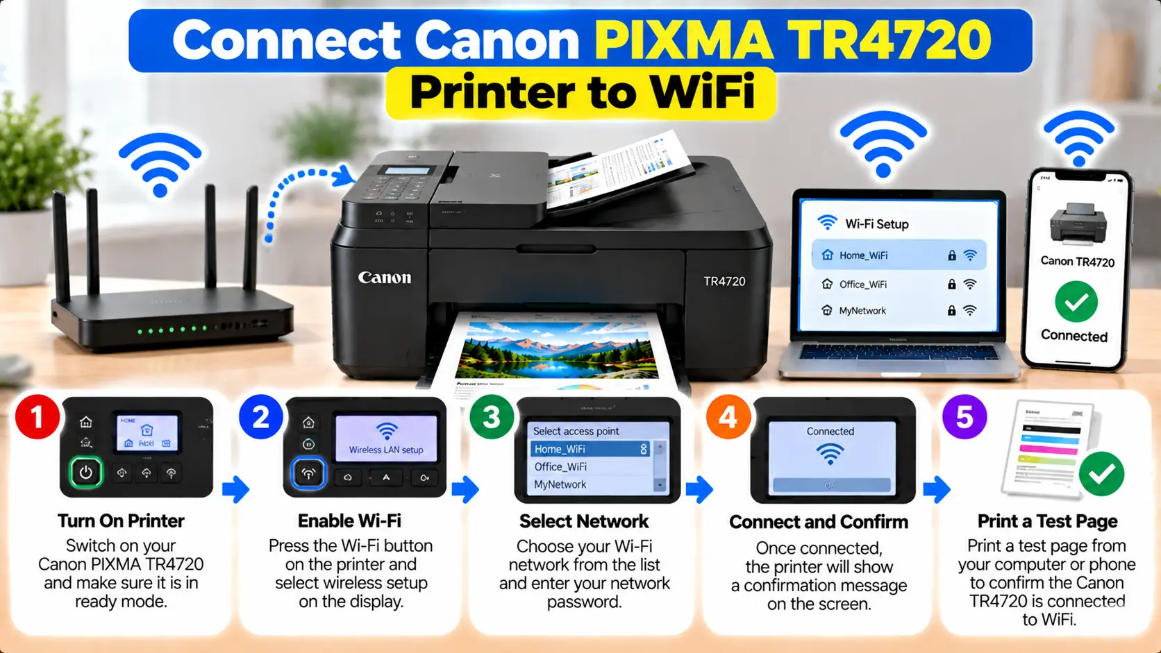 Connect Canon PIXMA TR4720 printer to WiFi