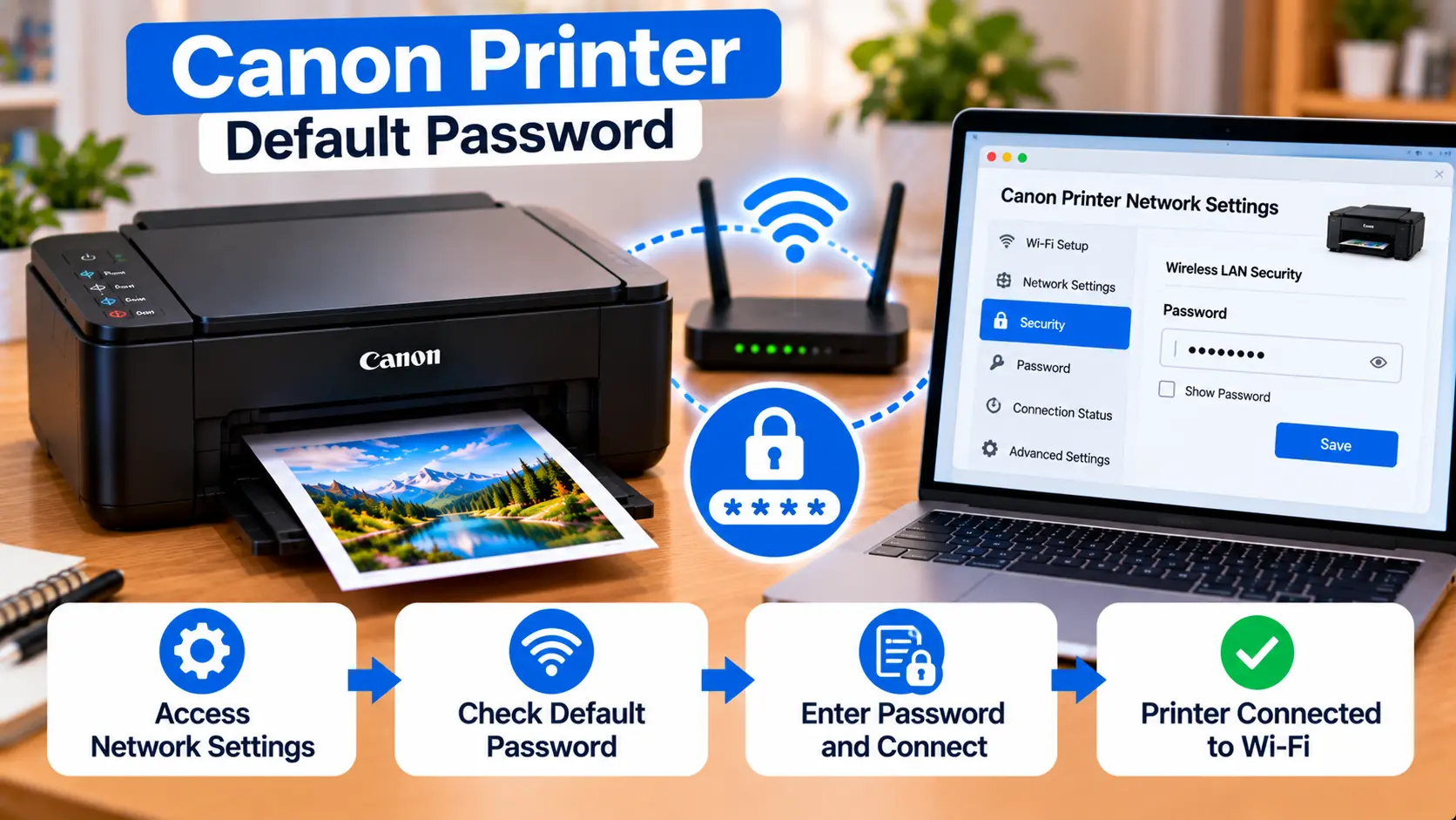 Canon printer default password and network settings