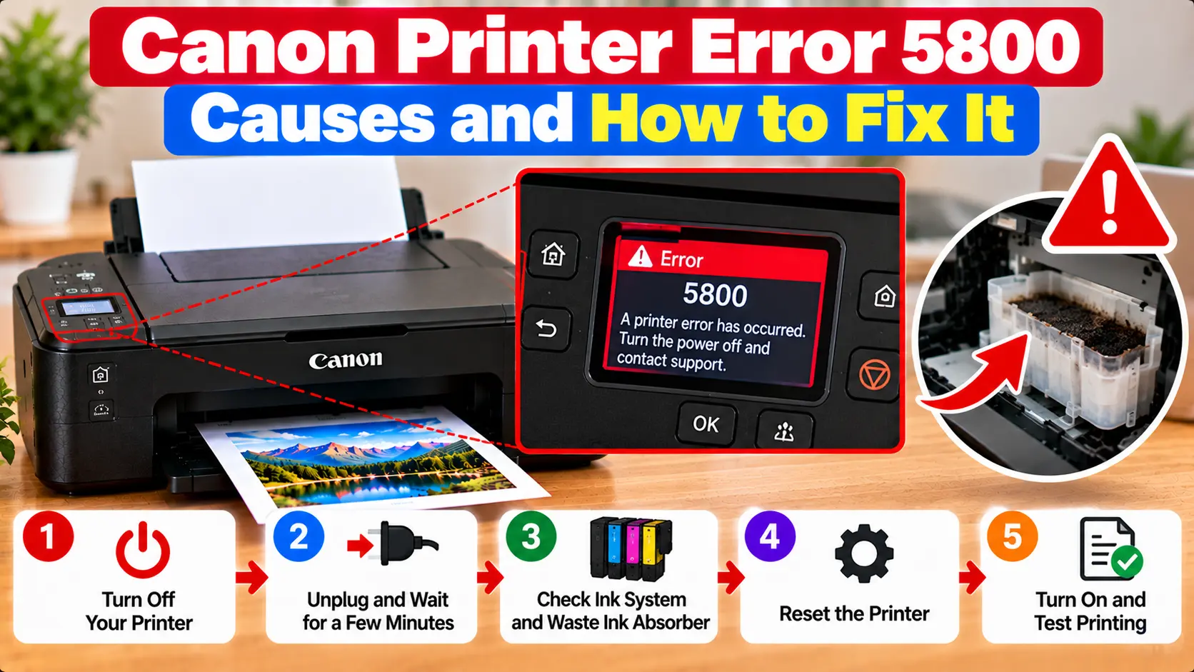 Canon printer error 5800 troubleshooting