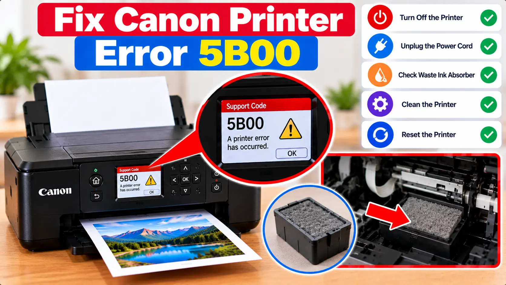 Canon printer error 5B00 troubleshooting