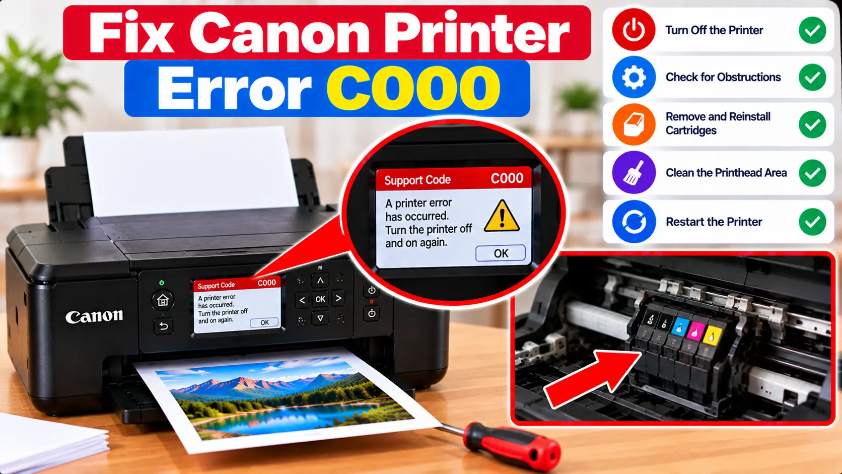 Canon printer error C000 troubleshooting