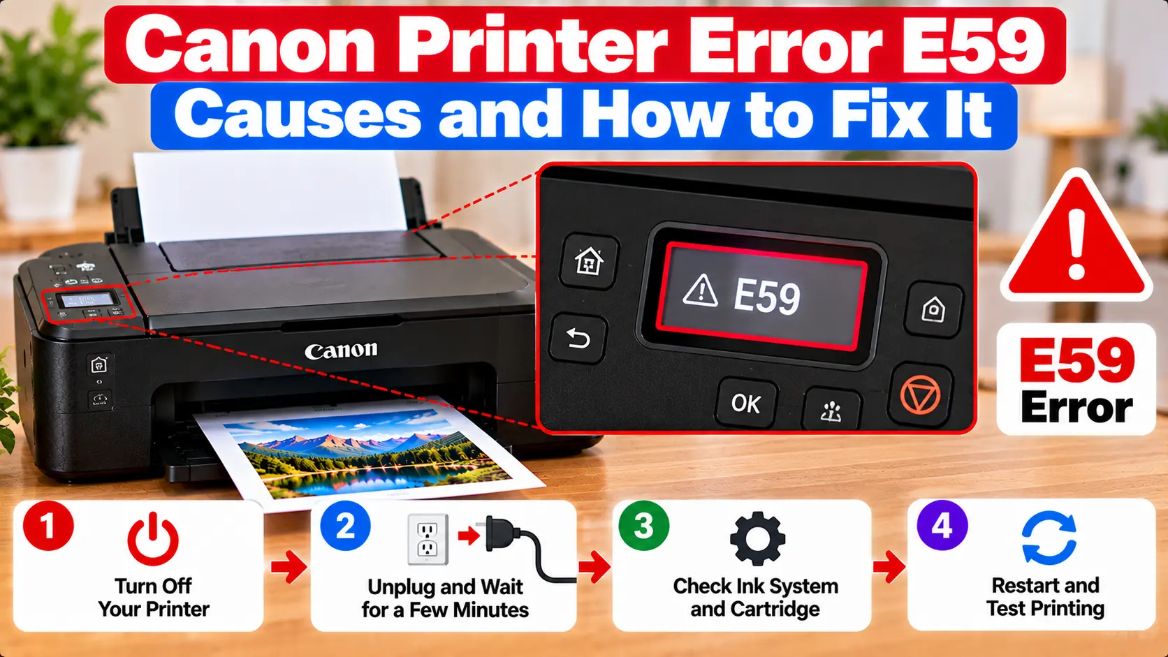 Canon printer error E59 troubleshooting