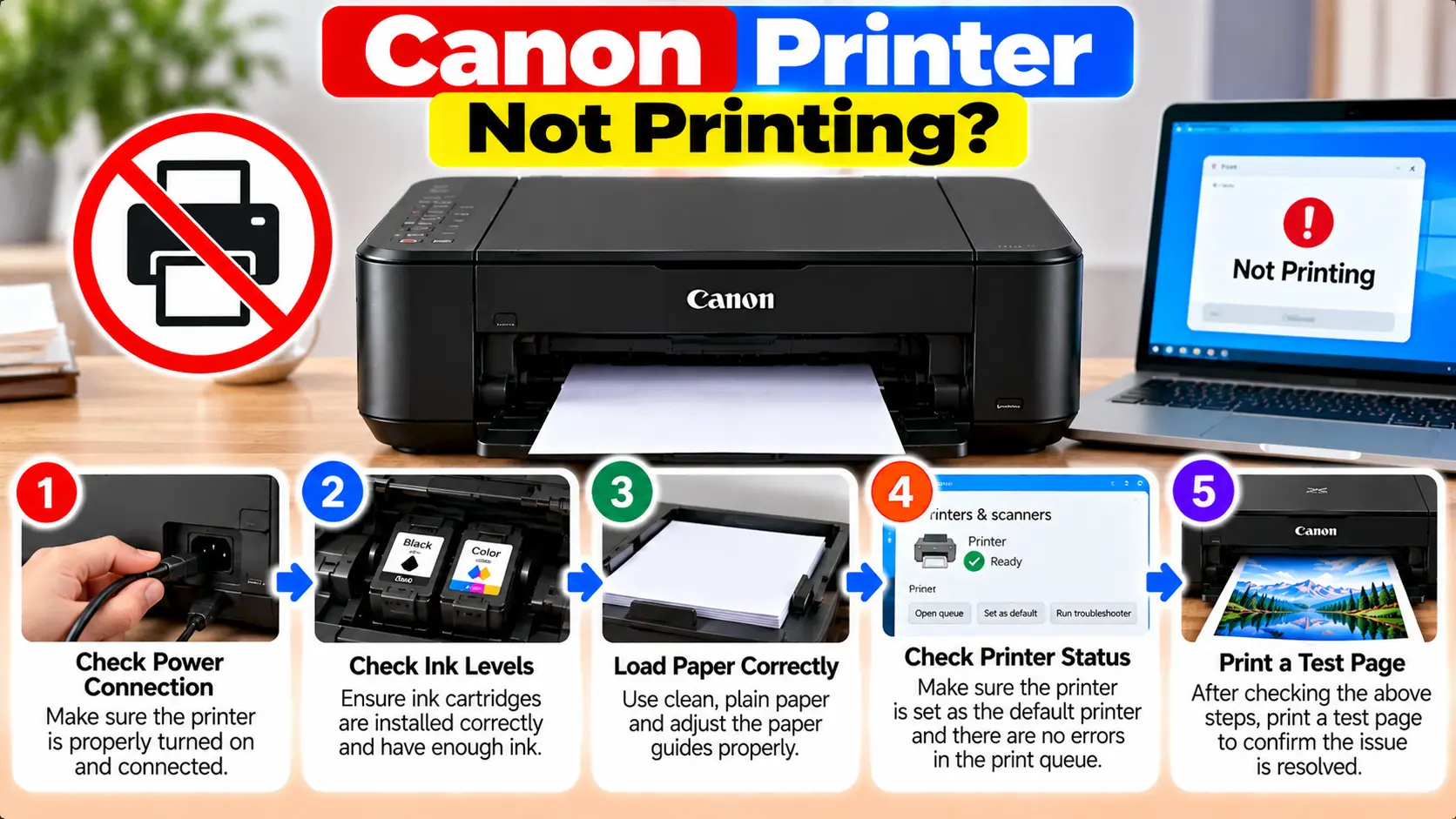 Canon printer not printing troubleshooting and fixes