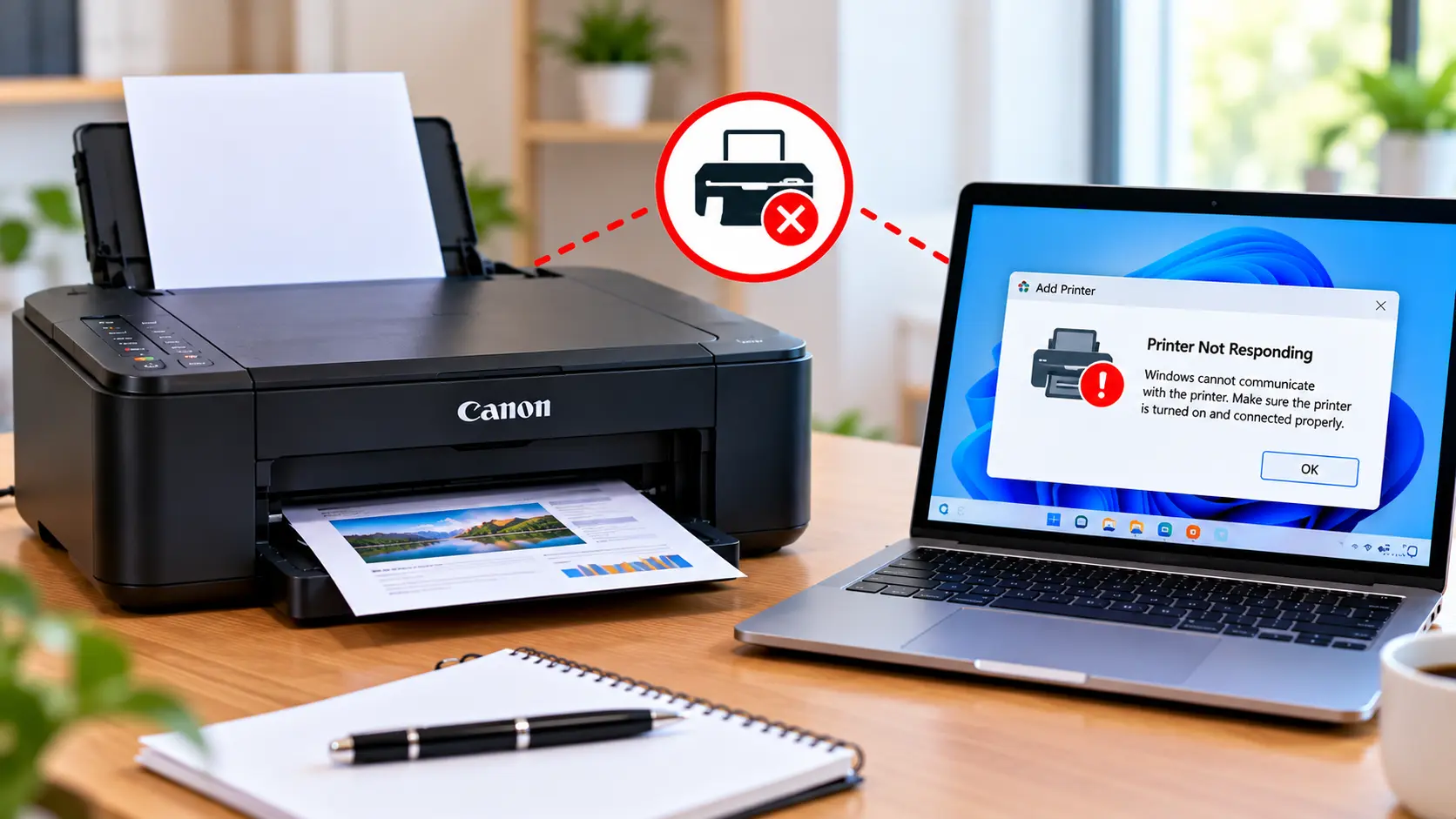 Canon printer not responding to a computer