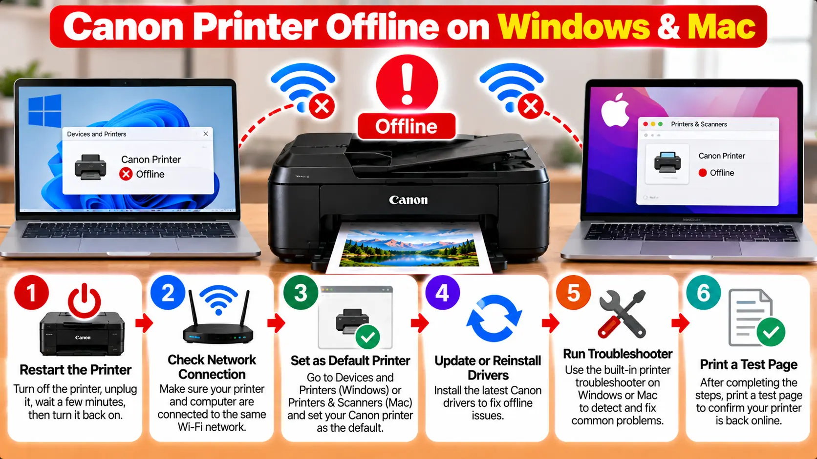 Canon printer offline on Windows and Mac troubleshooting