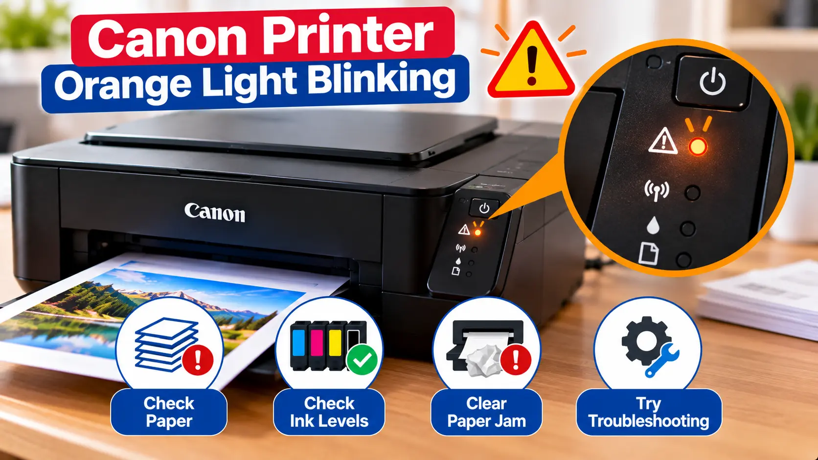 Canon printer orange warning light blinking