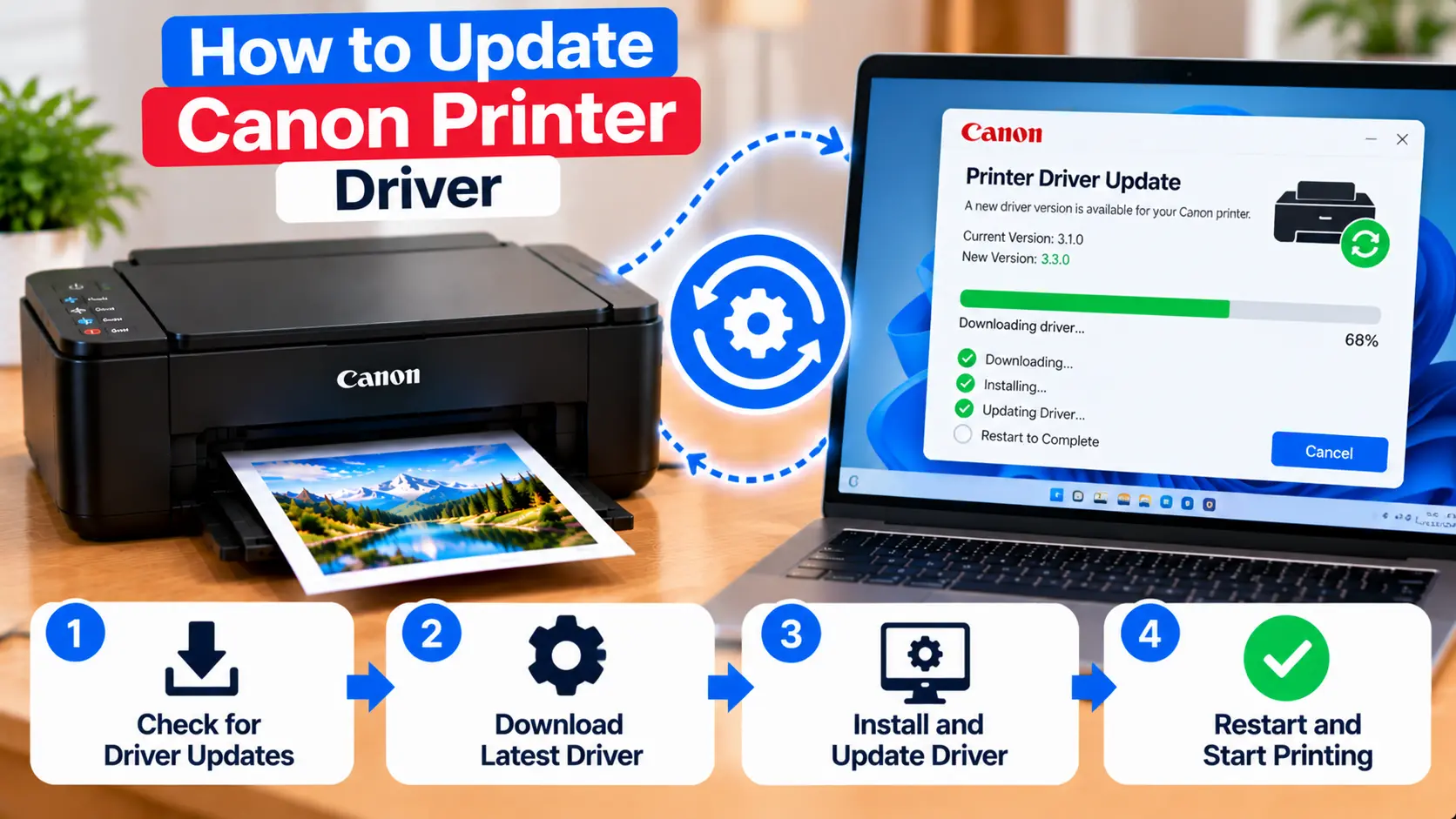 Update Canon printer driver on a computer